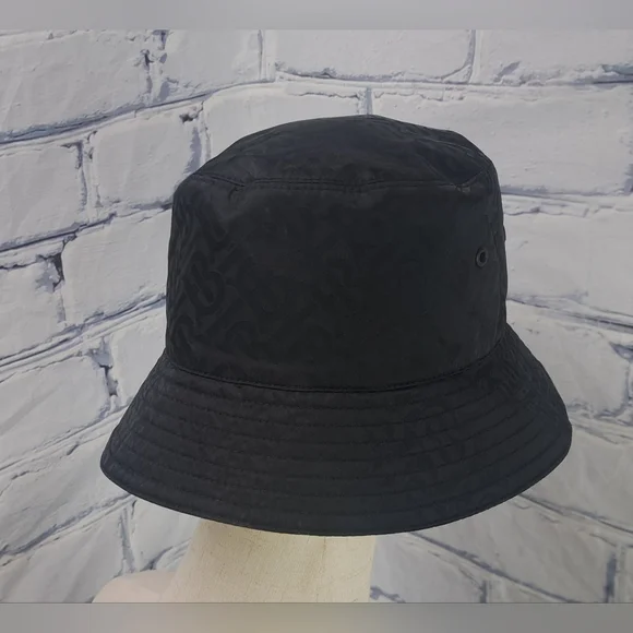 Burberry Men's TB Monogram Nylon Jacquard Bucket Hat Black Italy size Large - Picture 7 of 14